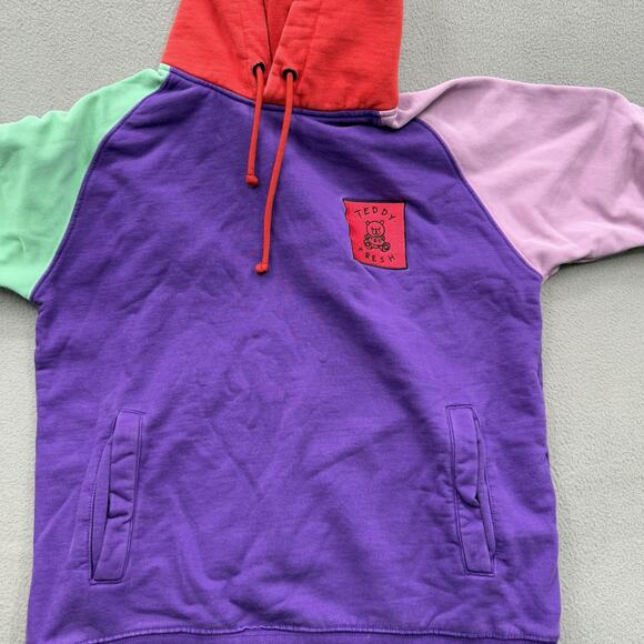 Teddy Fresh Hoodie Mens Small Colorblock Pullover Geometric Graphic Sweatshirt - Picture 8 of 10